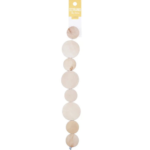 Wooden Round Disc Strung Beads